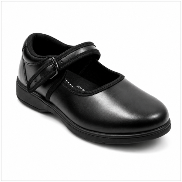 Girls Formal Black Leather School Shoes