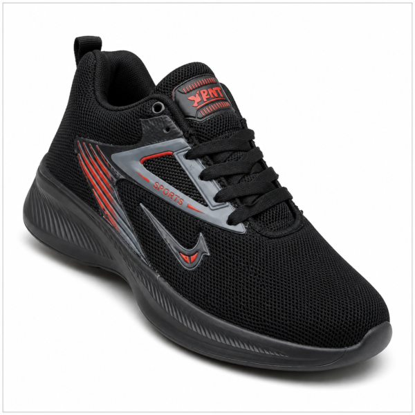 Charcoal Grey Mesh and Synthetic Running Shoes for Men